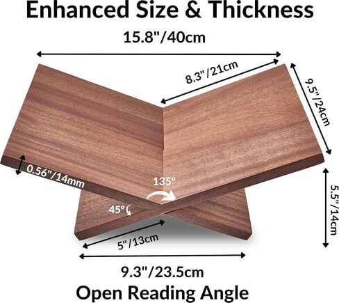 Honygebia Solid Wood Book Stands - Cross Frame Walnut Wooden Book Holder, Open Bookstand for Display and Reading, Suitable for Art, Bible, Cookbook, Easel, Magazine, Textbooks in Kuwait