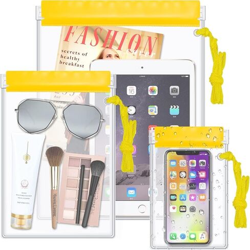 حقائب ميتوري شفافة مقاومة للماء وحقائب جافة للكاميرا وخرائط الهاتف المحمول وحامل مستندات الكاياك، 3 قطع من البلاستيك المقاوم للماء وحقيبة مستندات وحقائب أدوات للسفر وركوب القوارب والسباحة (أسود) in Kuwait