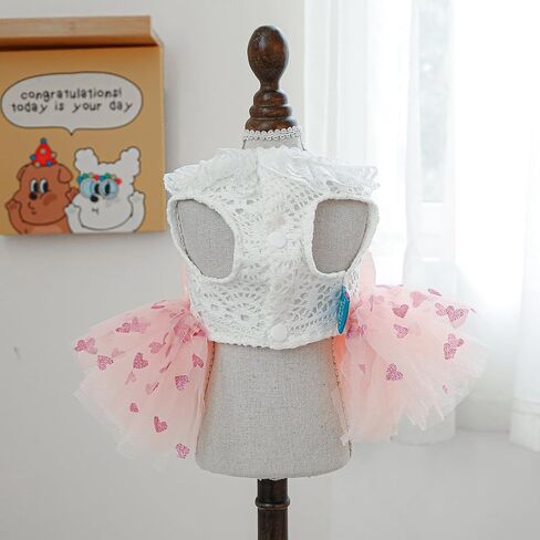 Furbabycare® Fashion Sweet Puppy Dog Blingbling Princess Skirt Pet Dog Lace Cake Camisole Tutu Dress A-Pink XXS in Saudi Arabia