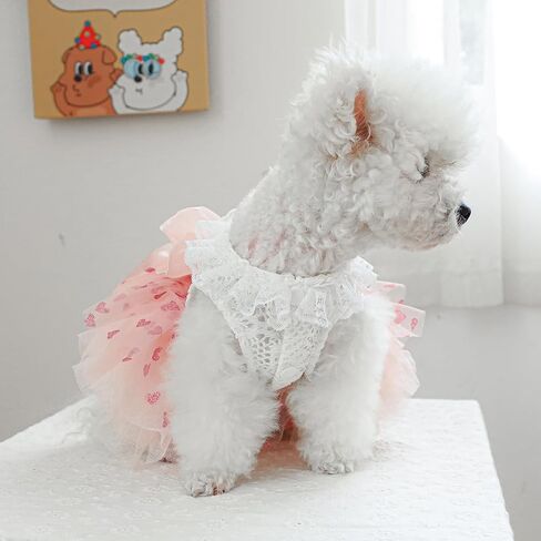 Furbabycare® Fashion Sweet Puppy Dog Blingbling Princess Skirt Pet Dog Lace Cake Camisole Tutu Dress A-Pink XXS in Saudi Arabia