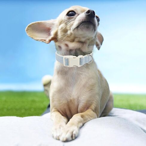 Cotton Hemp Dog Collar Adjustable, Light Blue Dog Collar Soft Natural Fabric with Quick Release, Cute Wedding Puppy Necklace for Small Medium Large Dog, Light Blue-M in Kuwait