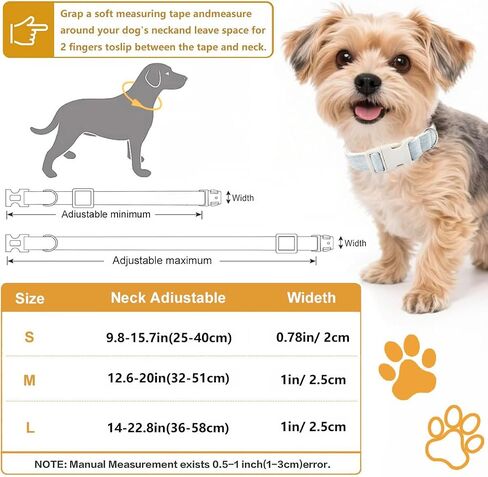 Cotton Hemp Dog Collar Adjustable, Light Blue Dog Collar Soft Natural Fabric with Quick Release, Cute Wedding Puppy Necklace for Small Medium Large Dog, Light Blue-M in Kuwait