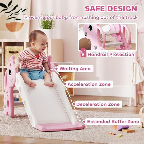 Qaba Toddler Slide with Climber, Basketball Hoop, Ball, Age 1-3 Y, Gray in Saudi Arabia