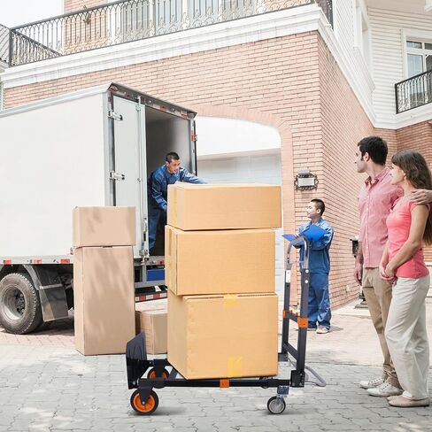Upgraded 3 in 1 Folding Hand Truck, 600lbs Capacity, Heavy Duty Convertible Dolly with Retractable Handle and 4 Rubber Wheels, Collapsible Cart for Moving Home, Office, Warehouse（Orange） in Saudi Arabia