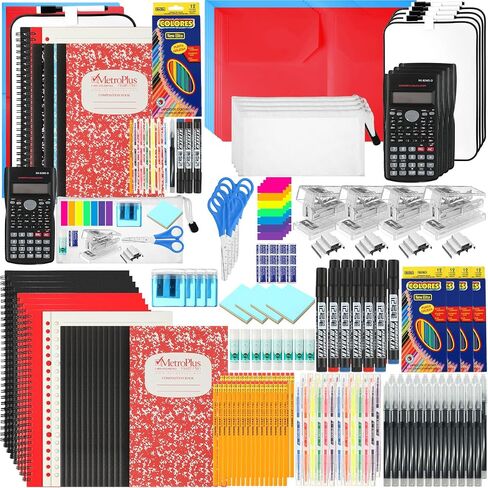 1 Set High School Supplies Kit, 51 Pcs Per Set Back to School Supplies College Bundle Essential Stuff Bulk Stapler Notebook Calculator for Senior Student Girl Teen Classroom Boy Classroom in Saudi Arabia