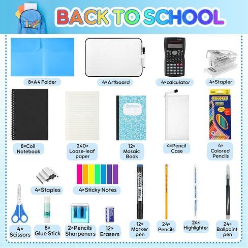 1 Set High School Supplies Kit, 51 Pcs Per Set Back to School Supplies College Bundle Essential Stuff Bulk Stapler Notebook Calculator for Senior Student Girl Teen Classroom Boy Classroom in Saudi Arabia