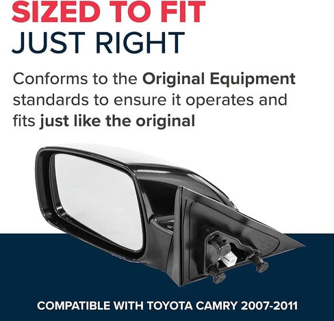 مرآة جانبية للسائق المباشر يمكن الاعتماد عليها لسيارة Toyota Camry (2007 2008 2009 2010 2011) قابلة لضبط الطاقة غير مطلية على اليسار وغير قابلة للطي وغير قابلة للطي للرؤية الخلفية الخارجية - TO1320215 in Saudi Arabia