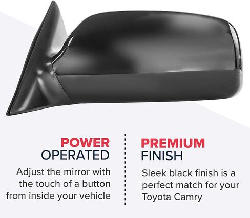 مرآة جانبية للسائق المباشر يمكن الاعتماد عليها لسيارة Toyota Camry (2007 2008 2009 2010 2011) قابلة لضبط الطاقة غير مطلية على اليسار وغير قابلة للطي وغير قابلة للطي للرؤية الخلفية الخارجية - TO1320215 in Saudi Arabia