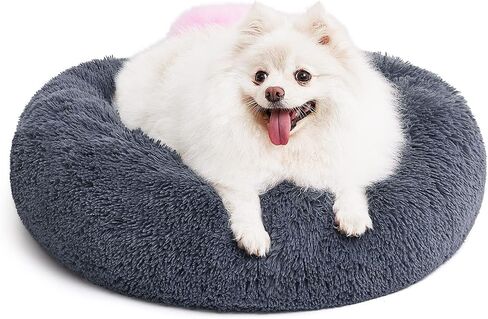 MIXJOY Orthopedic Dog Bed Comfortable Donut Cuddler Round Pet Beds Ultra Soft Washable Dog and Cat Cushion Bed (20''/23''/30'') (30'', Grey-Blue) in Kuwait