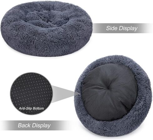 MIXJOY Orthopedic Dog Bed Comfortable Donut Cuddler Round Pet Beds Ultra Soft Washable Dog and Cat Cushion Bed (20''/23''/30'') (30'', Grey-Blue) in Kuwait