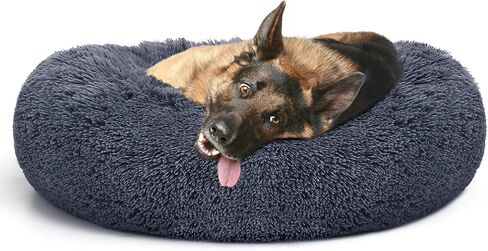 MIXJOY Orthopedic Dog Bed Comfortable Donut Cuddler Round Pet Beds Ultra Soft Washable Dog and Cat Cushion Bed (20''/23''/30'') (30'', Grey-Blue) in Kuwait