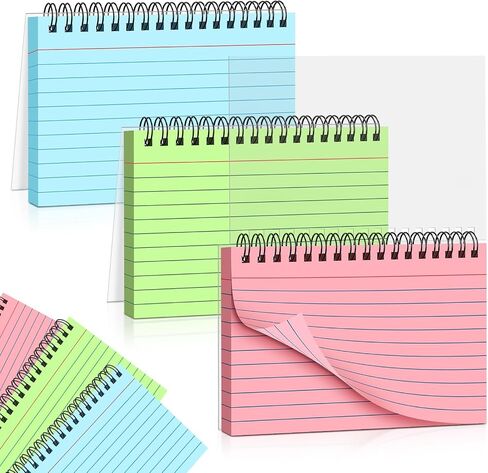 BIGNC Index Cards with Ring, 4x6 Flashcards Spiral Ruled, Colored Lined Notecards with Waterproof Covers Flash Cards for Studying Nursing School Office Supplies (150 Sheets) in Saudi Arabia