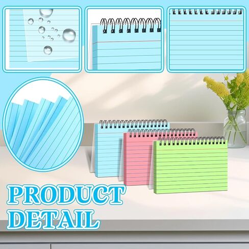 BIGNC Index Cards with Ring, 4x6 Flashcards Spiral Ruled, Colored Lined Notecards with Waterproof Covers Flash Cards for Studying Nursing School Office Supplies (150 Sheets) in Saudi Arabia