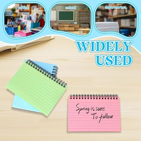 BIGNC Index Cards with Ring, 4x6 Flashcards Spiral Ruled, Colored Lined Notecards with Waterproof Covers Flash Cards for Studying Nursing School Office Supplies (150 Sheets) in Saudi Arabia