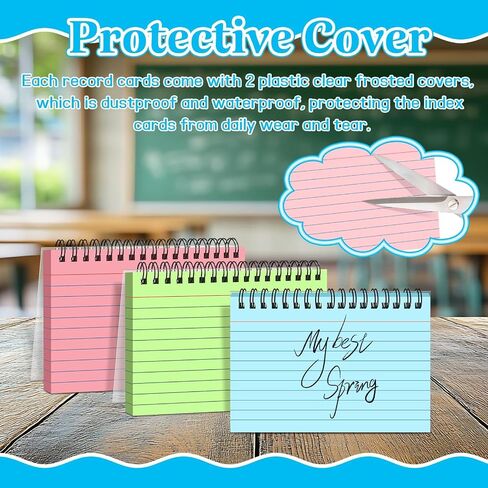 BIGNC Index Cards with Ring, 4x6 Flashcards Spiral Ruled, Colored Lined Notecards with Waterproof Covers Flash Cards for Studying Nursing School Office Supplies (150 Sheets) in Saudi Arabia