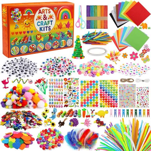 Doitem Pipe Cleaners Supplies Craft Forms ، 2000pcs الفنون والحرف الإمدادات بما في ذلك منظف الأنابيب Wiggle Googly Eyes Pom Poms العصي ترتر أوراق زهور الرغوة in Kuwait