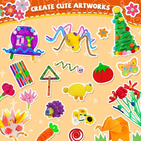 Doitem Pipe Cleaners Supplies Craft Forms ، 2000pcs الفنون والحرف الإمدادات بما في ذلك منظف الأنابيب Wiggle Googly Eyes Pom Poms العصي ترتر أوراق زهور الرغوة in Kuwait