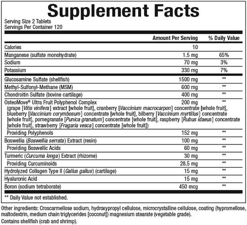 Natural Factors, OsteoMove Joint Care, Extra Strength Support for Joint and Bone Health, Non-GMO, 240 tablets (120 servings) in Saudi Arabia