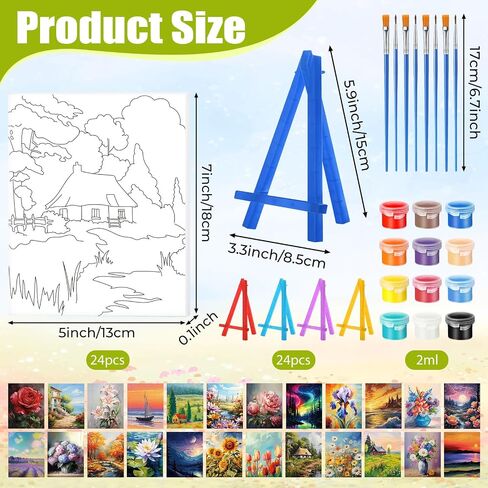 Blosssound 24 Set Halloween Pre Drawn Canvas 5x7'' with Easel in Kuwait