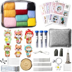 KIDS KING Needle Felting Kit for Beginners & Adults – 6 Piece of Shiba Inu Plush Dolls DIY with Instruction, Material Tools: Wool, Needles, Felting Pad, Arts & Crafts Toys for Beginner Kids Age 6-12