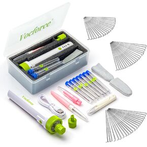 Vocforce 4V Electric Needle Felting Tool for Rapid Felting, 3-Speed, 4X Faster, 1-9 Multi Needles, Cordless Lithium Wool Felting Set w/ 77 Supplies Kit for Small and Large Crafting Projects
