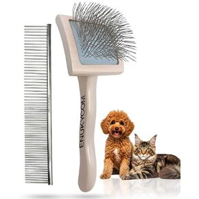 Grooming Dog Slicker Brush for Toy Poodle, Small Doodles & Maine Coon Cats - Best Dog Brush for Cockapoo Cavapoo Maltipoo and Pomeranian - Pet Slicker Brush & Comb Kit for Cats & small Great Pyrenees