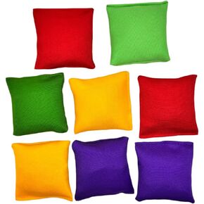 8 Pcs Small Bean Bags for Tossing, 3" x 3" Small Bean Bag for Kids Toss Game Cornhole Game Daycare and Home Schooling Indoor Outdoor Backyard Activities, Assorted Random Colors
