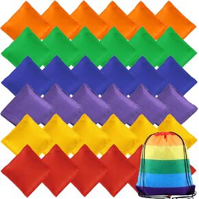 36 Pack Bean Bags for Tossing,Mini Colorful Cornhole Bean Bags,Nylon Bean Bag Hand Toss Games for Kids,Tossing Beanbags Toy with Carry Bag,Outdoor Yard Family Games Carnival Toy,2.7" x 2.7"