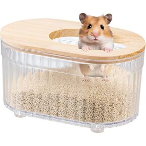 Large Hamster Sand Bath Container, Oval Transparent Sand Bath for Hamsters, Gerbils, Syrian, Rat, Durable Hamster Dust Bath as Hamster Cage Accessories