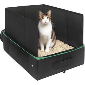 19.7 * 15.75 * 13.77in Cat Travel Litter Box with Raised Pee Shield Waterproof Portable Cat Litter Box with Lid for Hotel Car Business