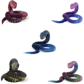 16 PCS 3D Printed Articulated Snakes, 12'' Movable Joint Fidget Viper Animal Model, Creative Ornaments Toys for Easter Home Office Tabletop Decor