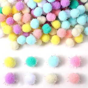 240 Pcs Pom Poms for Crafts Small Pompoms Puff Balls 1.5 Cm Small Pom Poms for Crafts Multicolor Mini Pompoms Bulk for DIY Arts, Craft Projects, Home Making Decorations Summer Holiday Party