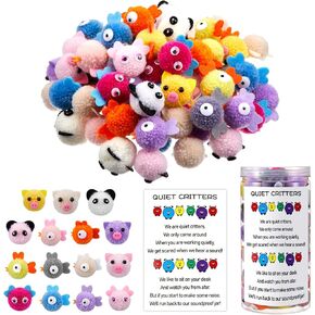WinnerWhy 60 Pcs Quiet Critters for Classroom Fuzzies Pom Pom Critters with Wiggle Eyes Assorted Pompoms Relaxing Gift Educational and Learning Activities for Kids