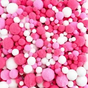 Dabshuyikk 1000 Pieces Soft and Fluffy Pom poms,Assorted Size Pink White Pompoms for DIY Arts and Craft Making Decorations