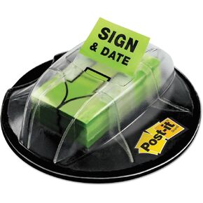 Post-it 680HVSD Flags w/Dispenser,-Inch Sign/Date-Inch,1-Inch x1-3/4-Inch,200 Flags/PK,Green