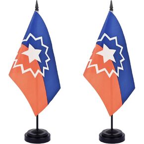 WXTWK 2 Pack Juneteenth Flag Juneteenth Deluxe Desk Flag Set - Mini Small June 19th 1865 Black History Month Table Office Flags with Black 12" Solid Pole Stand Base Classroom Meeting Desktop Decorations