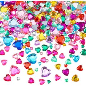 Chuangdi 516 Pcs Acrylic Heart Rhinestone Heart Crystal Gems Rhinestone Flat Back 18mm/12mm/10mm/6mm for Valentine Wedding Decoration DIY Crafts Jewelry Making(Sweet Color)