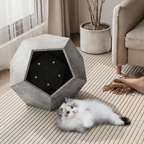 25.98" Modern Pet Furniture Cat Carrier Side Table, Sofa Side Table, Planter MDF Multifunctional Furniture, Cement Gray