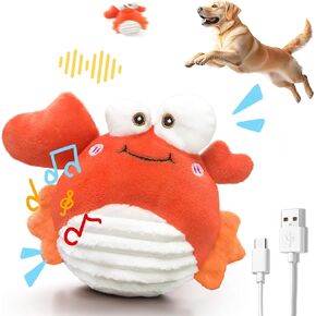 Crab Interactive Dog Toys – Rechargeable Self-Play Toy with Motion-Activated Ball & Music Recording Modes for Small, Medium & Large Dogs, Moving Dog Toy to Keep Them Busy