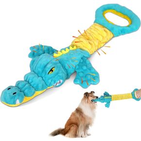 Dog Toys Cute Alligator Dog Toy Tough Plush Puppy Toy for Playtime, Training & Tug of War- Interactive Squeaky & Crinkle Chew Toy for Small to Large Dogs