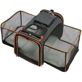 31x10in Expandable Soft Sided Pet Carrier Bag, 16.5lbs Cat Carrier Airline Approved with Premium Self Locking Zippers, Removable Wool Mat, Breathable Pet Carrier