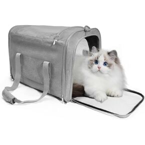 Cat Carrier, Pet Carrier for Small/Medium Cats Dogs (Up to 16 lbs), Cats Carrier Soft-Sided, Portable Foldable Pet Bag, Large Comfort Carrier for Outdoor Travel