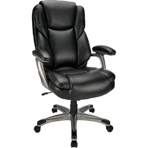 RealSpace® Cressfield Cression Leather High-Back Chair ، Black/Silver
