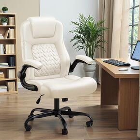 Furmax Big and Tall Office Chair 500lbs, Heavy Duty Office Chairs, Ergonomic High Back Desk Chair, Adjustable Flip Up Armrest Executive Chair Made of PU Leather, Computer Chair for Gaming Desk (Black)