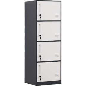 4 Door Metal Storage Locker for Home,Office,Gym,Employees,School,Bedroom,Garage.Steel Storage Cabinet with Door Lockable (4 Door, Black)