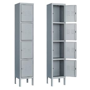 Yizosh Metal Lockers for Employees with Lock, Employees Locker Storage Cabinet with 1 Doors, Tall Steel Storage Locker for Gym, School, Office (Gray White, 2 Door)