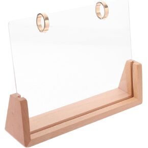 1 Set Elegant Wooden Calendar Base with Metal Circles Flip Calendar Stand for Desk Quick Setup Portable Design Stylish Desk Accessories for Home Office