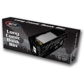 BCW Long Comic Bin - 1 Pack | Holds 300 Bagged & Boarded Comics | Stackable Plastic Storage | Acid-Free