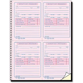 TOPS 4009 Important Message Book, 11-Inch x8-1/4-Inch, 400 Sets, PK/CY Paper