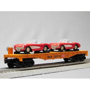 MTH RAILKING Milwaukee Road Flat CAR W/Chevy CORVETTES 30-76875